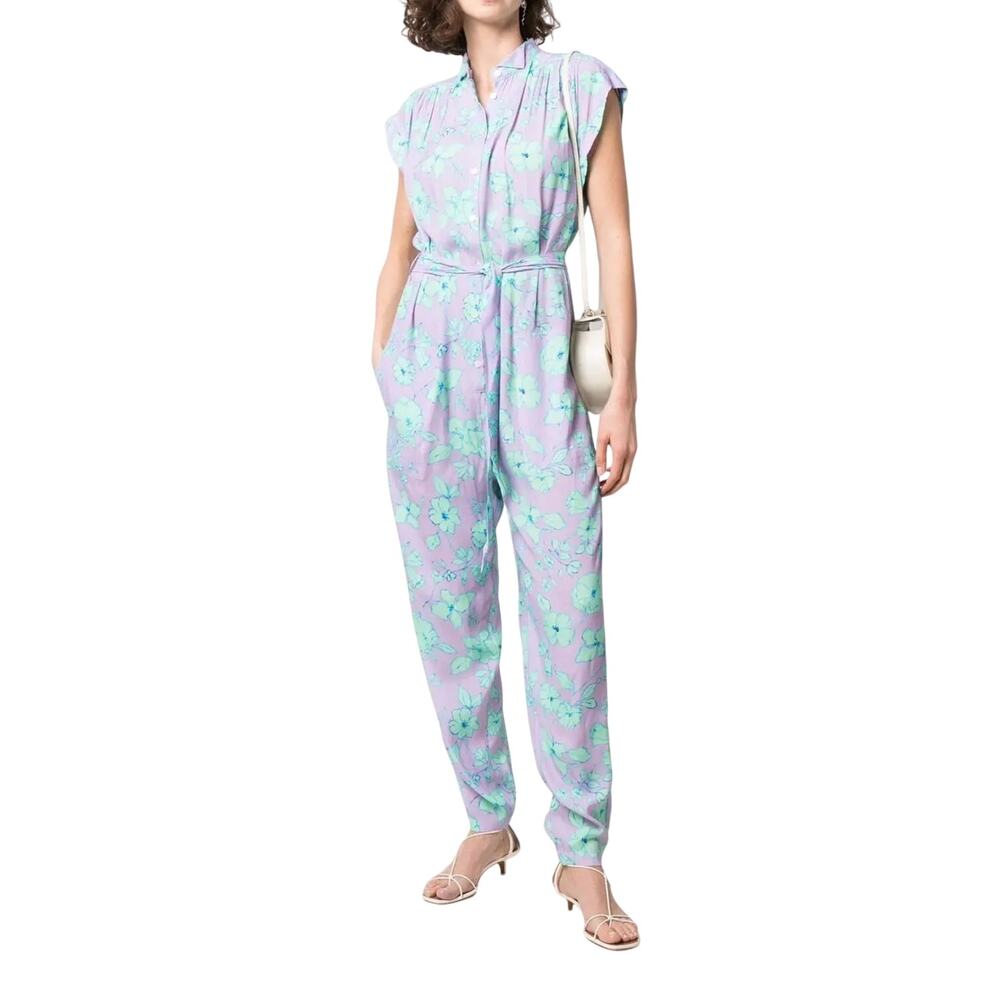 Forte‎ Forte Italy Jumpsuit Colorful Floral Purple S Resort Casual Belted Preppy